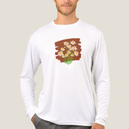 茶色の背景に描かれた牧歌的な花柄 トライブレンドTシャツ