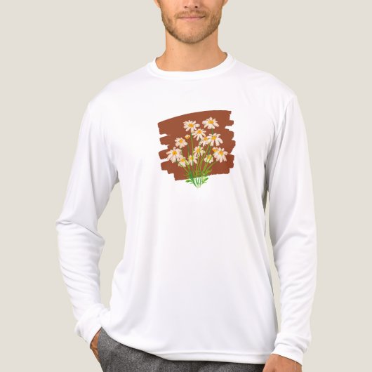 茶色の背景に描かれた牧歌的な花柄 トライブレンドTシャツ (正面)