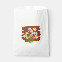 茶色の背景に描かれた田舎風の花柄デザイン