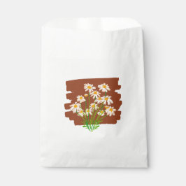 茶色の背景に描かれた田舎風の花柄デザイン フェイバーバッグ