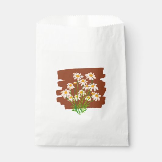 茶色の背景に描かれた田舎風の花柄デザイン フェイバーバッグ (正面)