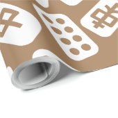 茶色の背景に白い麻雀牌のパターン ラッピングペーパー (ロールコーナー)