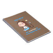 茶色の背景に眠い女の子のコーヒー愛好家 ノートブック (右側)