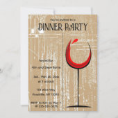 茶色の背景に編集可能ワイングラス 招待状 (正面)