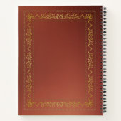 茶色の背景に金ゴールドヴィンテージフレーム ノートブック (裏面)