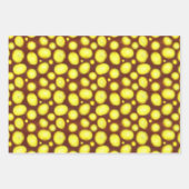 茶色の背景に黄色の斑点 ラッピングペーパーシート (正面2)