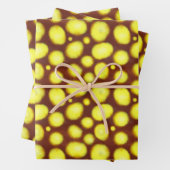 茶色の背景に黄色の斑点 ラッピングペーパーシート (インサイチュ)