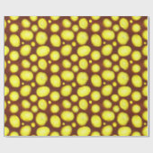 茶色の背景に黄色の斑点 ラッピングペーパー (フラット)