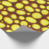 茶色の背景に黄色の斑点 ラッピングペーパー (角)