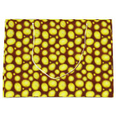 茶色の背景に黄色の斑点 ラージペーパーバッグ (正面)
