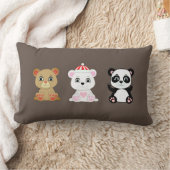 茶色の背景に3匹のかわいいクマの漫画 ランバークッション (ブランケット)