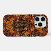 茶色の背景の秋のウサギ iPhoneケース (裏面横)