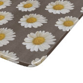 茶色の背景デイジーの白いフローラ カッティングボード (角)