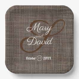 茶色の背素朴景紙プレート ペーパープレート