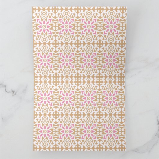 茶色の背黒にピンクと白の花の模様 サンキューカード (内部)