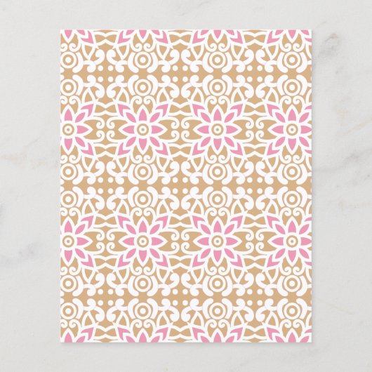 茶色の背黒にピンクと白の花の模様 チラシ (裏面)