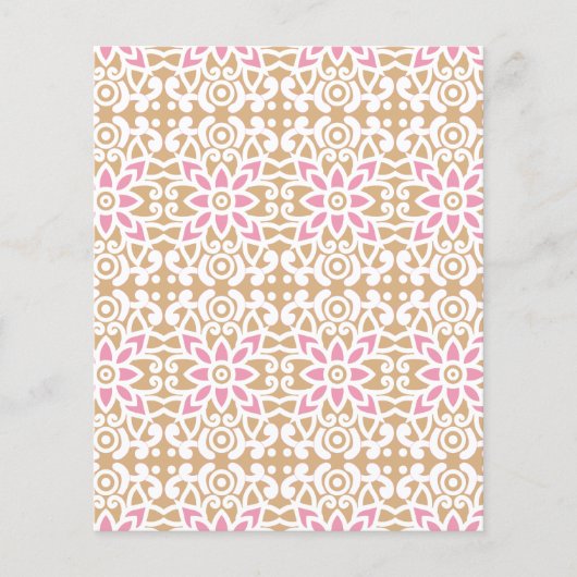 茶色の背黒にピンクと白の花の模様 チラシ (正面)