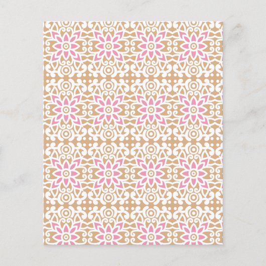 茶色の背黒にピンクと白の花の模様 チラシ (正面)