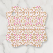 茶色の背黒にピンクと白の花の模様 フェイバータグ (正面)