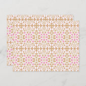 茶色の背黒にピンクと白の花の模様 ポストカード (正面/裏面)