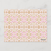 茶色の背黒にピンクと白の花の模様 ポストカード (裏面)