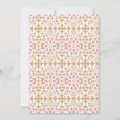 茶色の背黒にピンクと白の花の模様 招待状 (裏面)