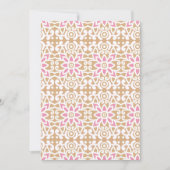 茶色の背黒にピンクと白の花の模様 案内状 (正面)