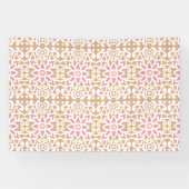 茶色の背黒にピンクと白の花の模様 横断幕 (横)