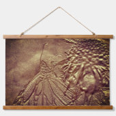 茶色の自然芸術の彫刻された蝶 吊り下げ型タペストリー (正面)