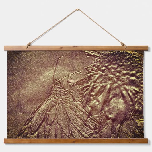 茶色の自然芸術の彫刻された蝶 吊り下げ型タペストリー (正面)