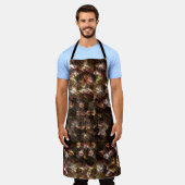 茶色の色の三角形のモザイクと軽いレリーフ、 浮き彫り エプロン (着用した状態)