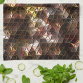 茶色の色の三角形のモザイクと軽いレリーフ、 浮き彫り キッチンタオル (折り畳み)