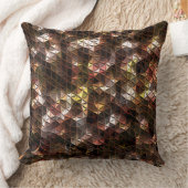 茶色の色の三角形のモザイクと軽いレリーフ、 浮き彫り クッション (ブランケット)