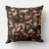 茶色の色の三角形のモザイクと軽いレリーフ、 浮き彫り クッション (裏面)