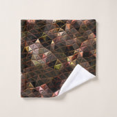 茶色の色の三角形のモザイクと軽いレリーフ、 浮き彫り バスタオルセット (ウォッシュタオル)