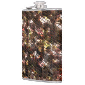 茶色の色の三角形のモザイクと軽いレリーフ、 浮き彫り フラスク (左)