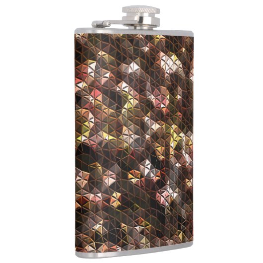 茶色の色の三角形のモザイクと軽いレリーフ、 浮き彫り フラスク (右)