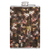 茶色の色の三角形のモザイクと軽いレリーフ、 浮き彫り フラスク (裏面)