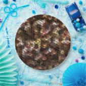 茶色の色の三角形のモザイクと軽いレリーフ、 浮き彫り ペーパープレート (パーティー)