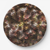 茶色の色の三角形のモザイクと軽いレリーフ、 浮き彫り ペーパープレート (正面)