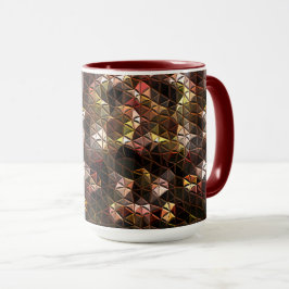 茶色の色の三角形のモザイクと軽いレリーフ、 浮き彫り マグカップ