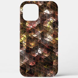 茶色の色の三角形のモザイクと軽いレリーフ、 浮き彫り iPhone 12 PRO MAX ケース