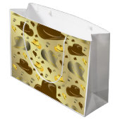 茶色の色の大きな贈り物の小さなカウボーイのパターン ラージペーパーバッグ (裏面アングル)