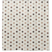 茶色の色調の幾何学的水玉模様パターン シャワーカーテン (正面)