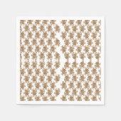 茶色の花が付いた白い背景 スタンダードカクテルナプキン (正面)