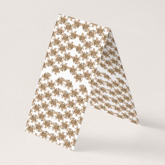 茶色の花が付いた白い背景 名刺 (裏面)