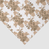 茶色の花が付いた白い背景 薄葉紙 (詳細)