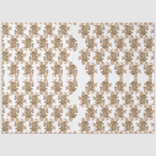 茶色の花が付いた白い背景 薄葉紙 (正面)