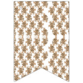 茶色の花が散りばめられた白い背景 バンティングフラッグ (第3の旗)