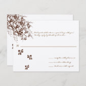茶色の花の結婚式の返信カード 出欠カード (正面/裏面)